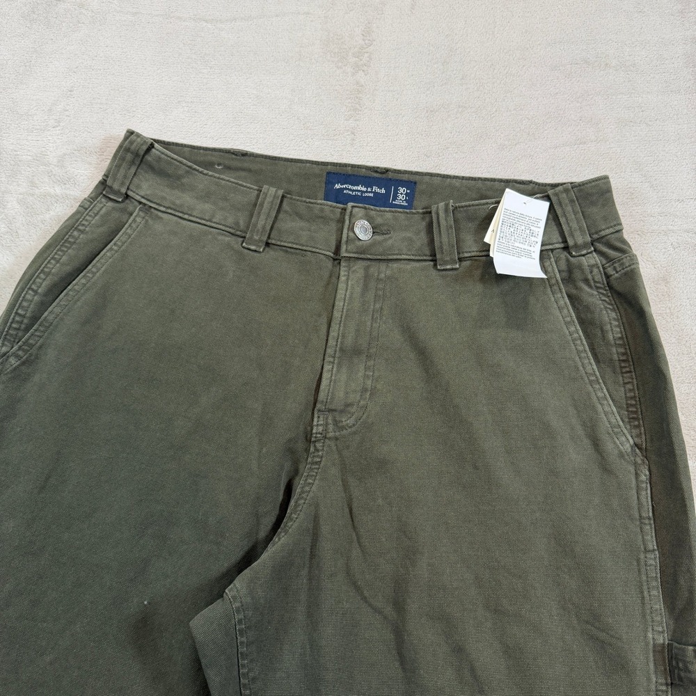 NEW Abercrombie & Fitch Mens 30x28 Athletic Loose Carpenter Pants Olive Green - Picture 4 of 12